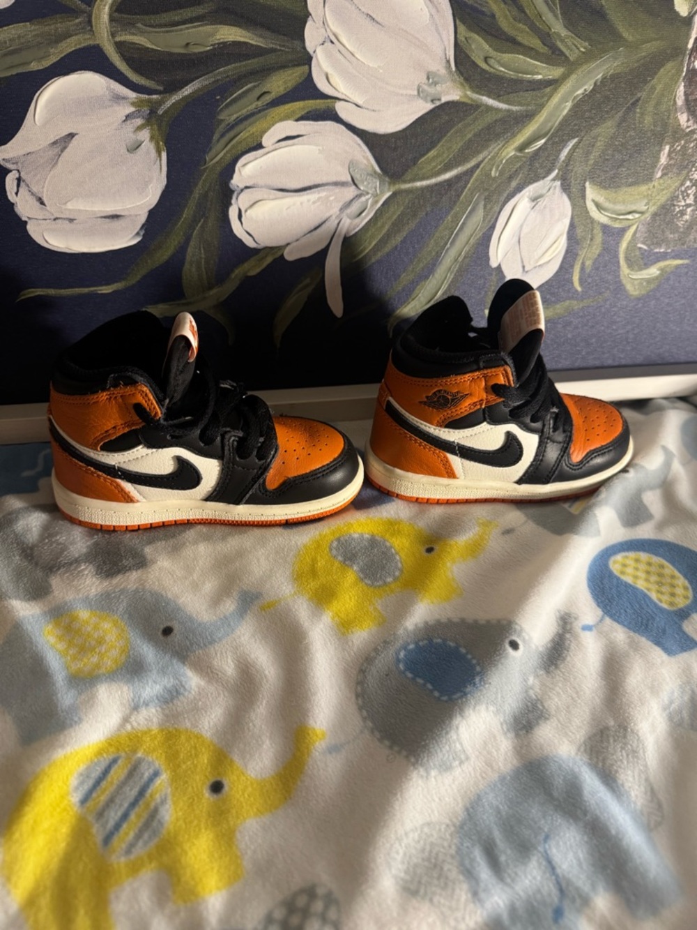 Kids High-Top Sneakers in Orange, Black & White - Picture 5 of 5